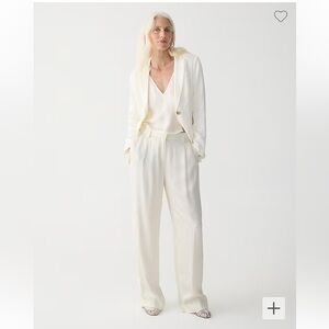 NWT J Crew Essential Linen blend straight leg pants, white, size 6